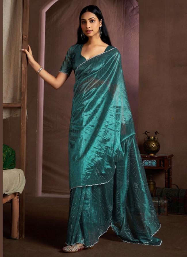 Soft Organza Rama Casual Wear Hand Work Saree